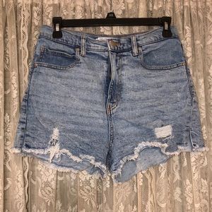 Celebrity pink denim shorts